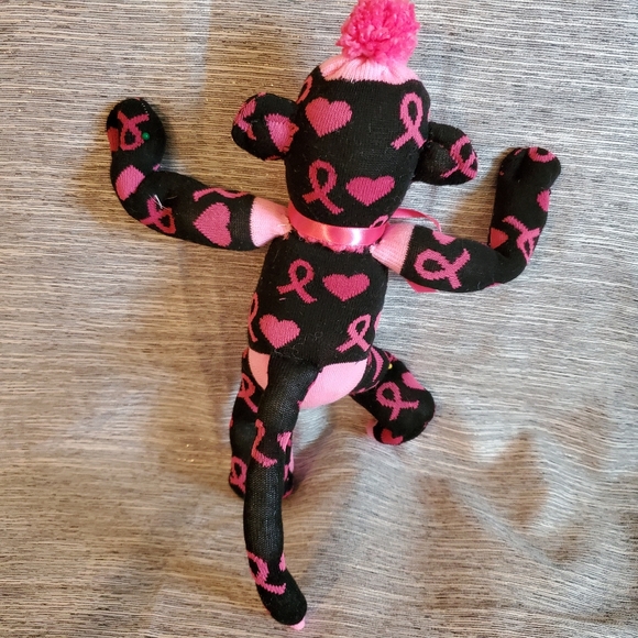 Pink Ribbon Sock Monkey - Black - Picture 2 of 5